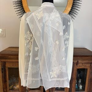 SACAI Japan DESIGNER Off White with Lace Cardigan Sweater. Excellent Condition!